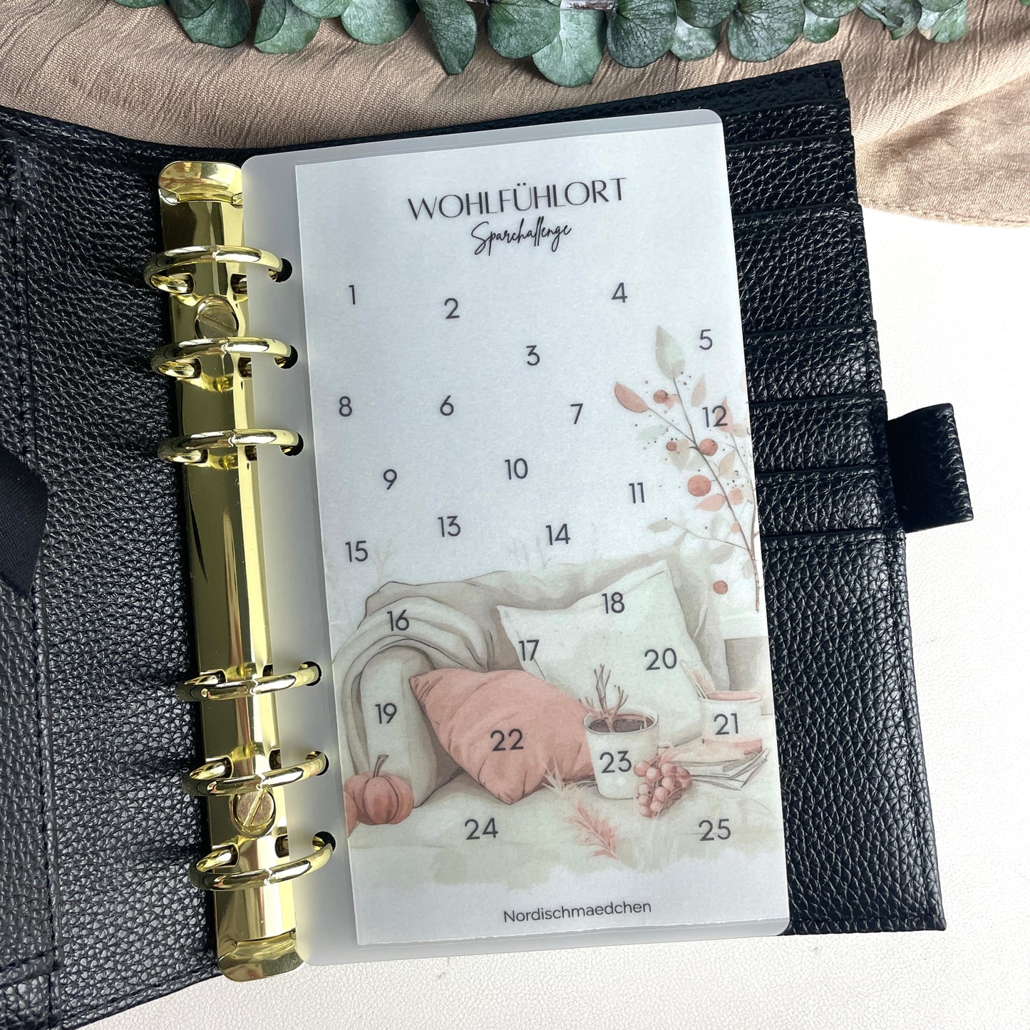 "Wohlfühlort" Sparchallenge| Transparenter Geldumschlag | A6