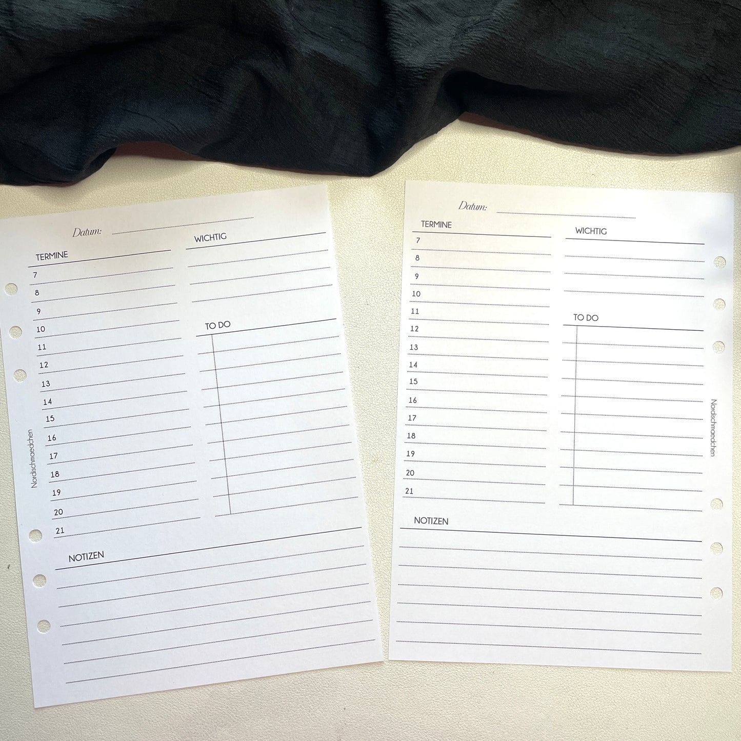 A5 & A6 Ringbuch Einlage | Tagesübersicht