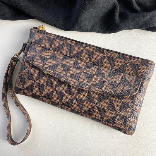 Mini Handtasche mit Handgelenkband | Portemonnaie | Kaffeebraun