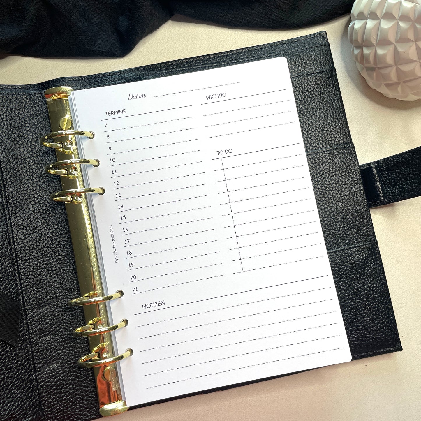 A5 & A6 Ringbuch Einlage | Tagesübersicht