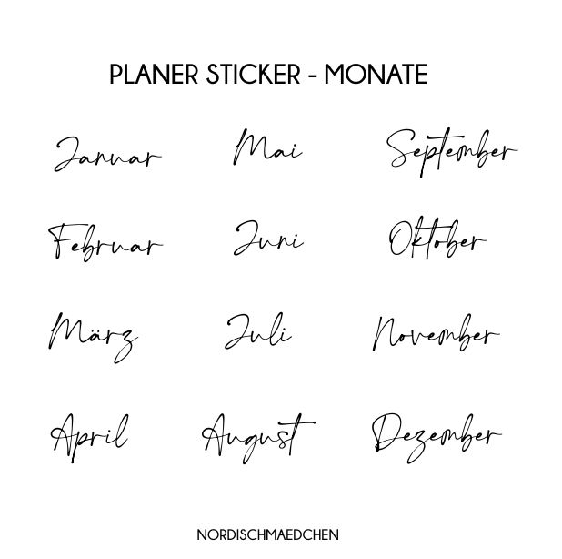 Planer Sticker – Monate | Handwritten