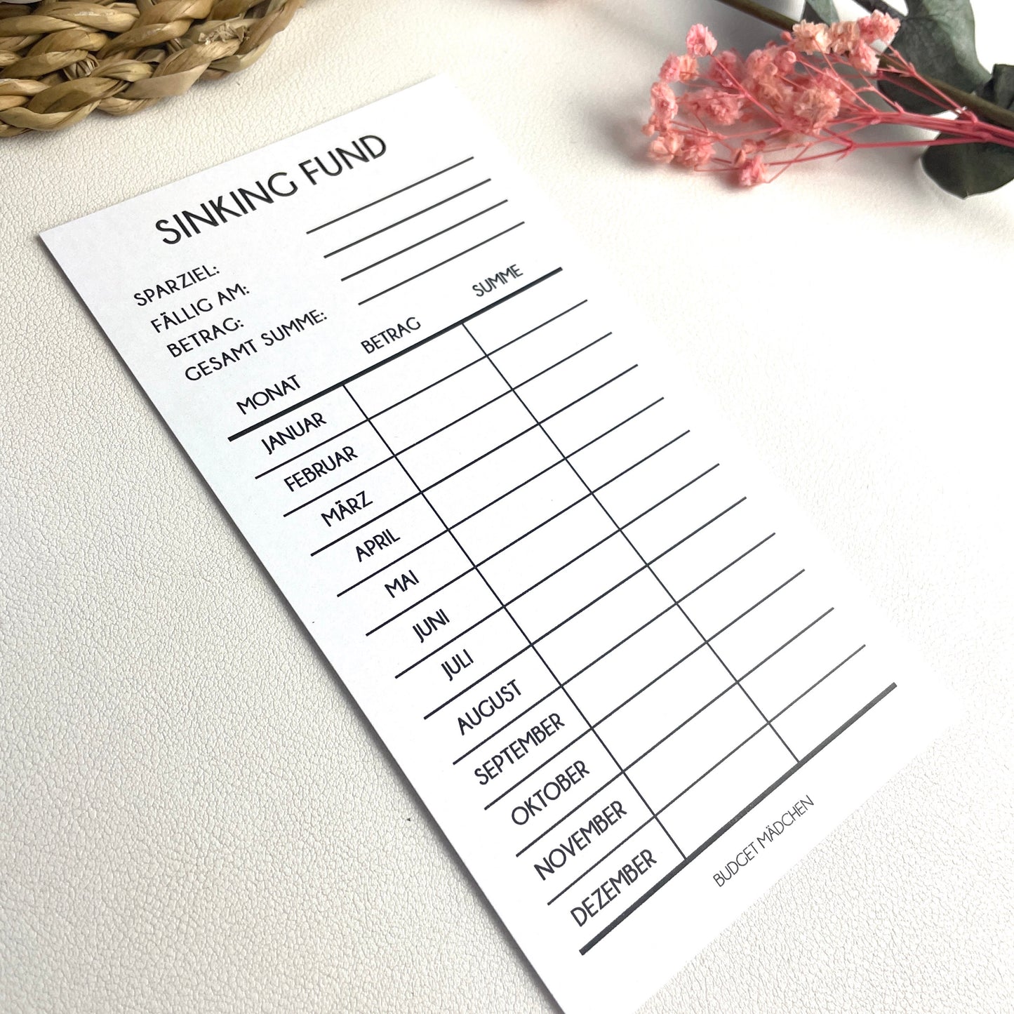 Sinking Fund Tracker | Budget Binder Einlagen A6 | Papier